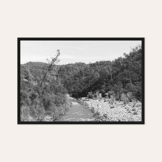 River in The Valley B&W Framed Print
