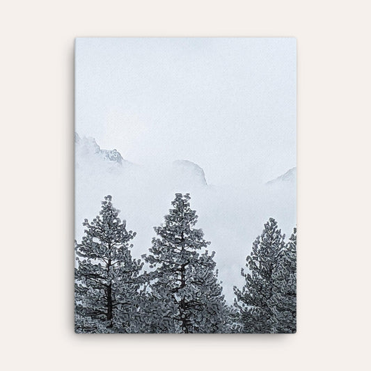Impresión fina de pinos de invierno